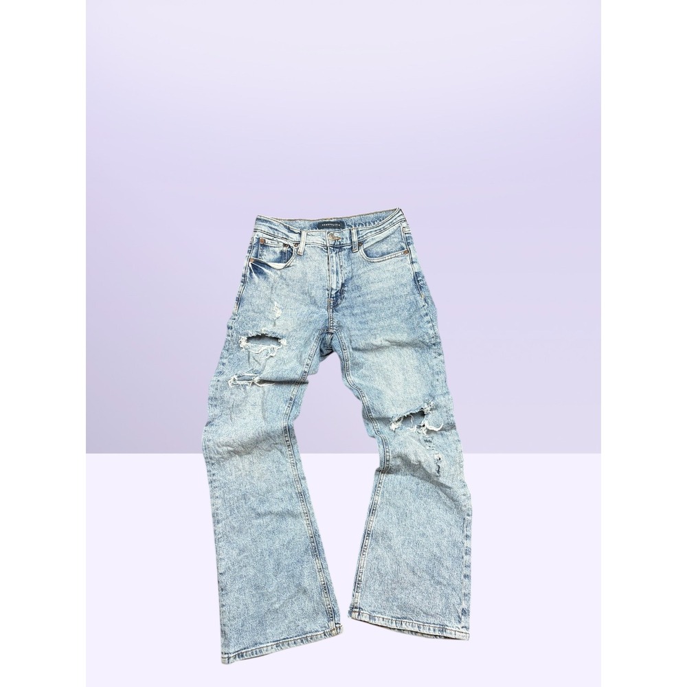 Aeropostale High Rise Flare Jeans Light Wash Distressed Ripped Denim 4R